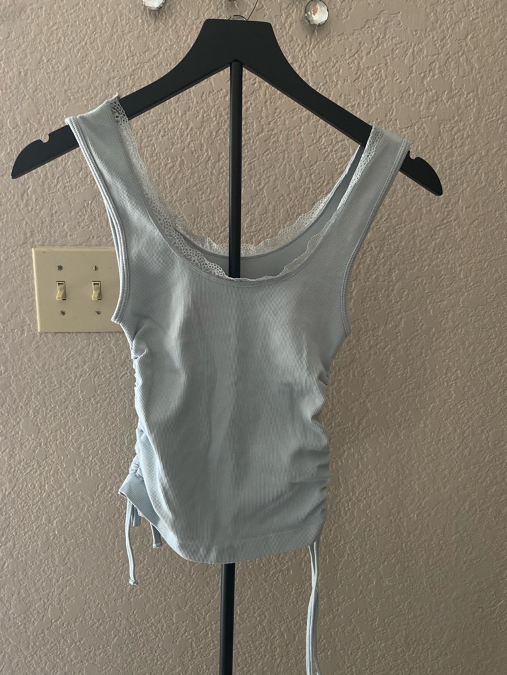 Planet heart Light Blue Lace-Trim Tank Top Size Small